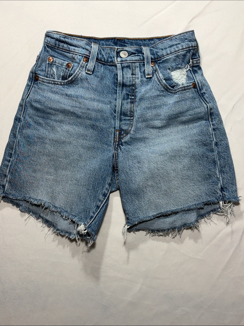 Levi's 501 Women’s Light Blue Distressed Denim Cutoff Shorts